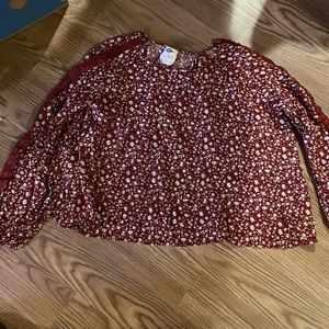 Red floral hippy blouse